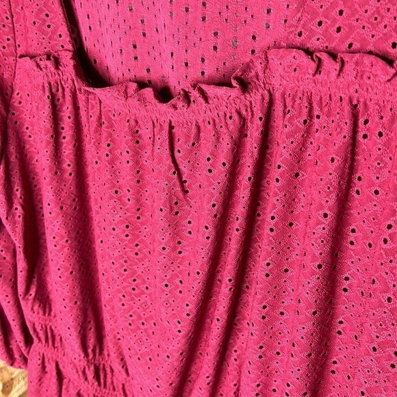 LANE BRYANT Pink Eyelet 3/4 Sleeve Square Neck Top Size 18/20 - Picture 14 of 16